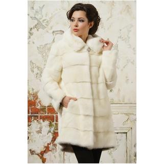 Белая норковая шуба поперечка Модель М-27